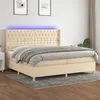 Image de vidaXL Sommier à lattes de lit matelas et LED Crème 200x200 cm Tissu3139146