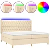 Image de vidaXL Sommier tapissier et matelas et LED CrÃ¨me 200x200 cm Tissu