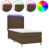 Image de vidaXL Sommier tapissier et matelas et LED Marron foncÃ© 90x190cm Tissu