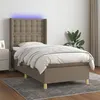 Image de vidaXL Sommier à lattes de lit matelas et LED Taupe 100x200 cm Tissu