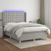 Image de vidaXL Sommier tapissier et matelas et LED Gris clair 140x190 cm Tissu
