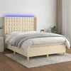 Image de vidaXL Sommier à lattes de lit matelas et LED Crème 140x190 cm Tissu