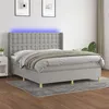 Image de vidaXL Sommier tapissier et matelas et LED Gris clair 180x200 cm Tissu