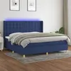 Image de vidaXL Sommier à lattes de lit matelas et LED Bleu 200x200 cm Tissu