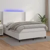 Image de vidaXL Sommier à lattes de lit matelas LED Blanc 140x190 cm Similicuir