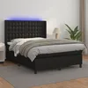 Image de vidaXL Vidaxl Sommier Tapissier Avec Matelas Et Led Noir 140x190cm Similicuir