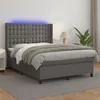 Image de vidaXL Sommier tapissier avec matelas et LED Gris 140x190cm Similicuir