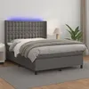 Image de vidaXL Sommier tapissier avec matelas et LED Gris 140x190cm Similicuir