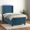 Image de vidaXL Sommier à lattes de lit matelas LED Bleu foncé 90x200cm Velours