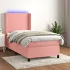 Image de vidaXL Sommier à lattes de lit matelas et LED Rose 100x200 cm Velours
