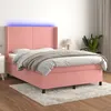 Image de vidaXL Sommier tapissier avec matelas et LED Rose 140x190 cm Velours