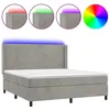 Image de vidaXL Sommier tapissier matelas et LED Gris clair 160x200 cm Velours