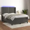 Image de vidaXL Sommier à lattes de lit matelas et LED Gris foncé 140x190 cm