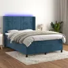 Image de vidaXL Sommier à lattes de lit matelas et LED Bleu foncé 140x200 cm