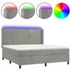Image de vidaXL Sommier tapissier matelas et LED Gris clair 160x200 cm Velours