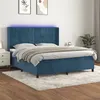 Image de vidaXL Sommier à lattes de lit matelas et LED Bleu foncé 160x200 cm