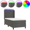 Image de vidaXL vidaXL Sommier tapissier et matelas et LED Gris foncé 80x200cm Velours