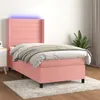 Image de vidaXL Sommier à lattes de lit matelas et LED Rose 90x190 cm Velours