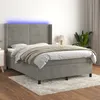 Image de vidaXL Sommier tapissier matelas et LED Gris clair 140x190 cm Velours