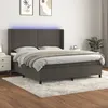Image de vidaXL Sommier tapissier matelas et LED Gris foncÃ© 160x200 cm Velours