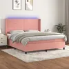 Image de vidaXL Sommier à lattes de lit matelas et LED Rose 180x200 cm Velours