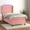 Image de vidaXL Sommier à lattes de lit matelas et LED Rose 100x200 cm Velours
