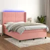 Image de vidaXL Sommier à lattes de lit matelas et LED Rose 140x190 cm Velours