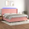 Image de vidaXL Sommier à lattes de lit matelas et LED Rose 200x200 cm Velours