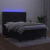 Image de vidaXL Sommier tapissier avec matelas et LED Noir 140x190 cm Velours