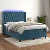Image de vidaXL Sommier à lattes de lit matelas et LED Bleu foncé 140x190 cm