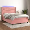 Image de vidaXL Sommier tapissier avec matelas et LED Rose 140x200 cm Velours