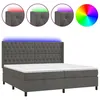 Image de vidaXL Sommier tapissier matelas et LED Gris foncÃ© 200x200 cm Velours