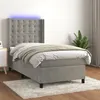 Image de vidaXL Sommier tapissier et matelas et LED Gris clair 90x190cm Velours