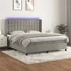 Image de vidaXL Sommier à lattes de lit matelas et LED Gris clair 160x200 cm