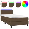 Image de vidaXL Sommier tapissier et matelas et LED Marron foncÃ© 90x190cm Tissu