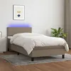 Image de vidaXL Sommier à lattes de lit avec matelas LED Taupe 90x200 cm Tissu