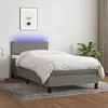 Image de vidaXL Sommier tapissier et matelas et LED Gris foncÃ© 100x200 cm Tissu
