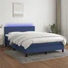 Image de vidaXL Sommier à lattes de lit avec matelas LED Bleu 140x190 cm Tissu