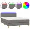 Image de vidaXL Sommier tapissier et matelas et LED Gris foncÃ© 140x200 cm Tissu