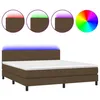 Image de vidaXL Sommier tapissier matelas et LED Marron foncÃ© 180x200cm Tissu