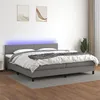 Image de vidaXL Sommier à lattes de lit et matelas et LED Gris foncé 200x200 cm3133022