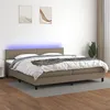 Image de vidaXL Sommier à lattes de lit et matelas et LED Taupe 200x200cm Tissu