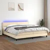 Image de vidaXL Sommier à lattes de lit et matelas et LED Crème 200x200cm Tissu