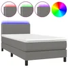 Image de vidaXL Sommier tapissier avec matelas et LED Gris foncÃ© 90x200cm Tissu