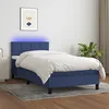 Image de vidaXL Sommier à lattes de lit avec matelas et LED Bleu 80x200cm Tissu