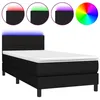 Image de vidaXL Sommier tapissier avec matelas et LED Noir 90x200 cm Tissu