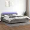 Image de vidaXL Sommier à lattes de lit et matelas et LED Gris foncé 200x200 cm