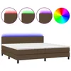 Image de vidaXL Sommier tapissier matelas et LED Marron foncÃ© 200x200 cm Tissu