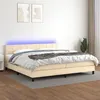 Image de vidaXL Sommier à lattes de lit et matelas et LED Crème 200x200cm Tissu