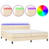 Image de vidaXL Sommier tapissier et matelas et LED CrÃ¨me 200x200 cm Tissu
